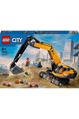 ® City Sarı İnşaat Ekskavatörü 60420 - 8+ Yaratıcı Oyuncak Yapım Seti (633 Parça)