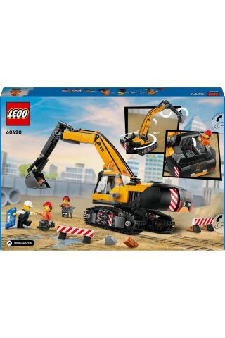® City Sarı İnşaat Ekskavatörü 60420 - 8+ Yaratıcı Oyuncak Yapım Seti (633 Parça)