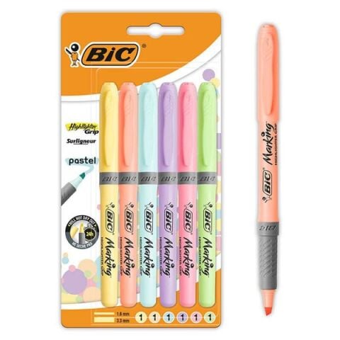 Bic Marking Highlighter Grip Pastel 6'Lı Blister