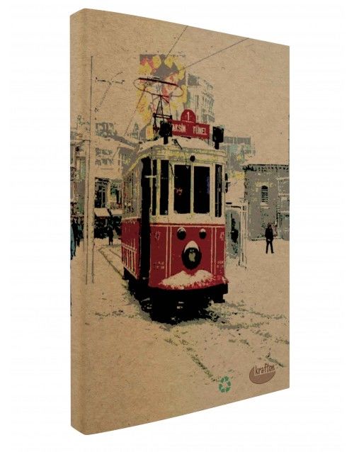 Deffter Kraft İstanbul 14*19 - Tramvay Düz (Çizgisiz) Ciltli Defter