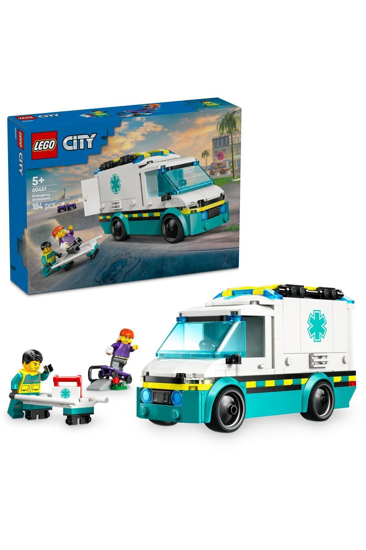 ® City Acil Yardım Ambulansı 60451 - 5+ Yaratıcı Oyuncak Yapım Seti (184 Parça)