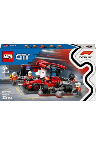 ® City Ferrari Arabalı F1® Pit Stop ve Pit Ekibi 60443 - 6+ Yaratıcı Oyuncak Yapım Seti (322 Pr)