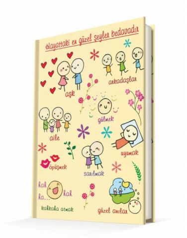 Deffter Hayat Güzeldir 14x20cm Çizgili Sert Kapak 96 Yaprak Ciltli Defter