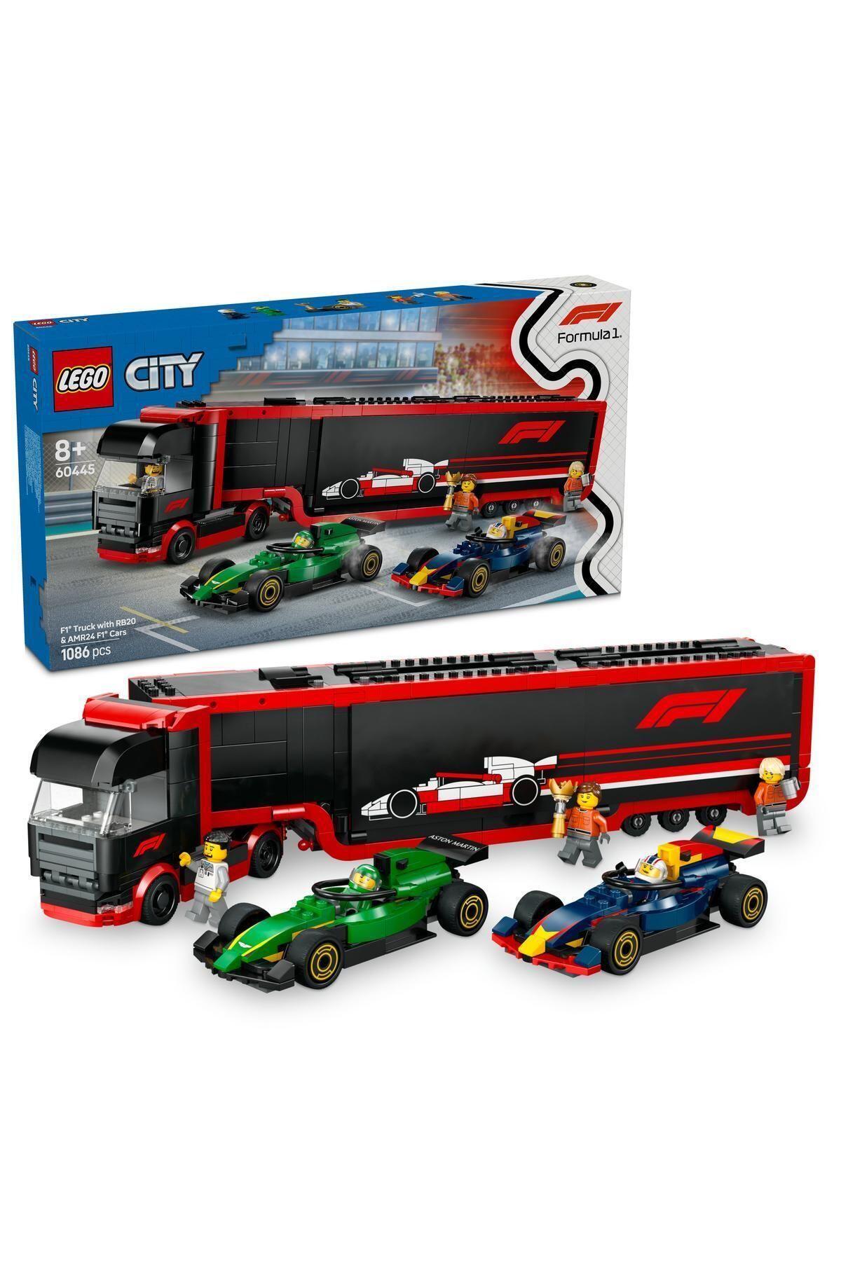 ® City RB20 ve AMR24 F1® Arabalı F1® Kamyonu 60445 - 8+ Yaratıcı Oyuncak Yapım Seti (1086 Parça)