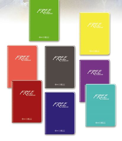 Keskin Color Free A4 Plastik Kapak 100 Yaprak Çizgili Spiralli Defter