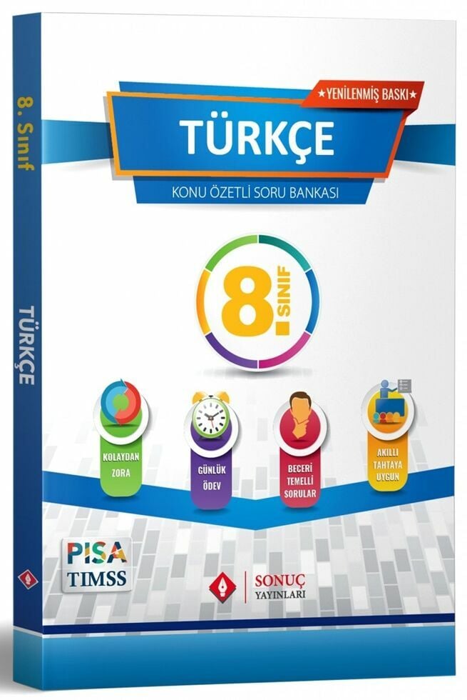 Sonuç Yayınları 8. Sınıf Türkçe Konu Özetli Soru Bankası Yenilenmiş Baskı