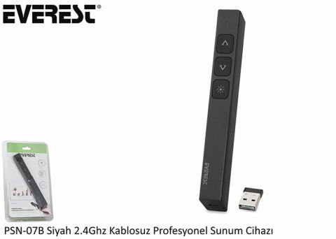 Everest PSN-07B Siyah 2.4Ghz Kablosuz Profesyonel Sunum Cihazı