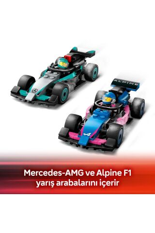 ® City F1® Garajı ve Mercedes-AMG ve Alpine Arabaları 60444 - 7+ Oyuncak Yapım Seti (678 Pr)