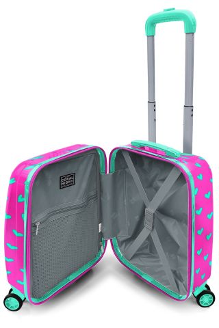 Kids Neon Pembe Su Yeşili Kalp Desenli Çocuk Valizi 16715