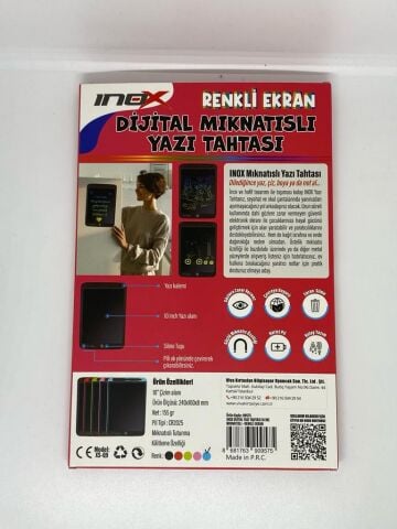 İnox Dijital Mıknatıslı Yazı Tahtası (renkli Ekran) Siyah