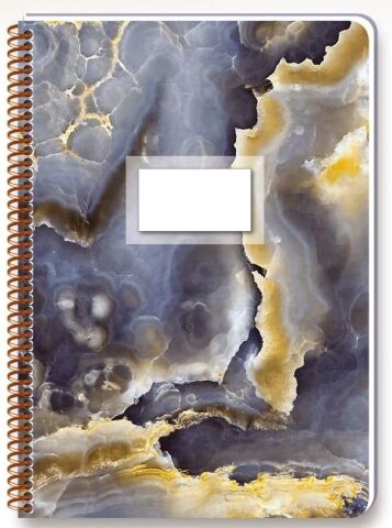 Keskin Color 16.5x22.5 Marble 80 Yaprak Kareli Karton Kapak Spiralli Defter