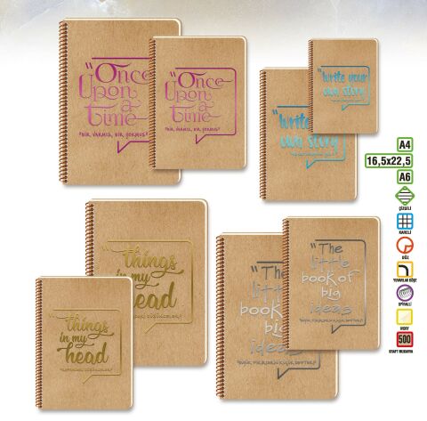 Keskin Color Funky 16.5x22.5cm Sert Kapak 100 Yaprak Kareli Spiralli Defter