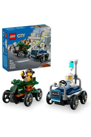® City Uçak, Hastane Yatağına Karşı Yarış Arabası Paketi 60459 - 5+ Oyuncak Yapım Seti (70 Pr)