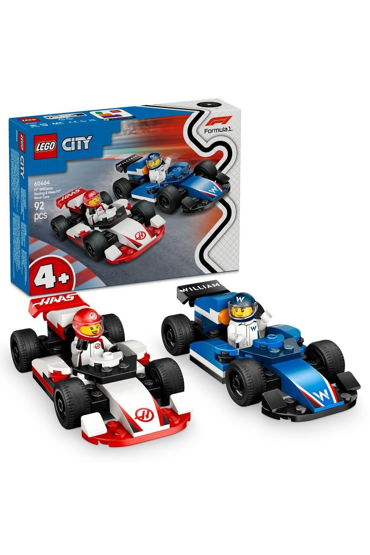 ® City F1® Williams Racing ve Haas F1® Yarış Arabaları 60464 - 4+ Oyuncak Yapım Seti (92 Parça)