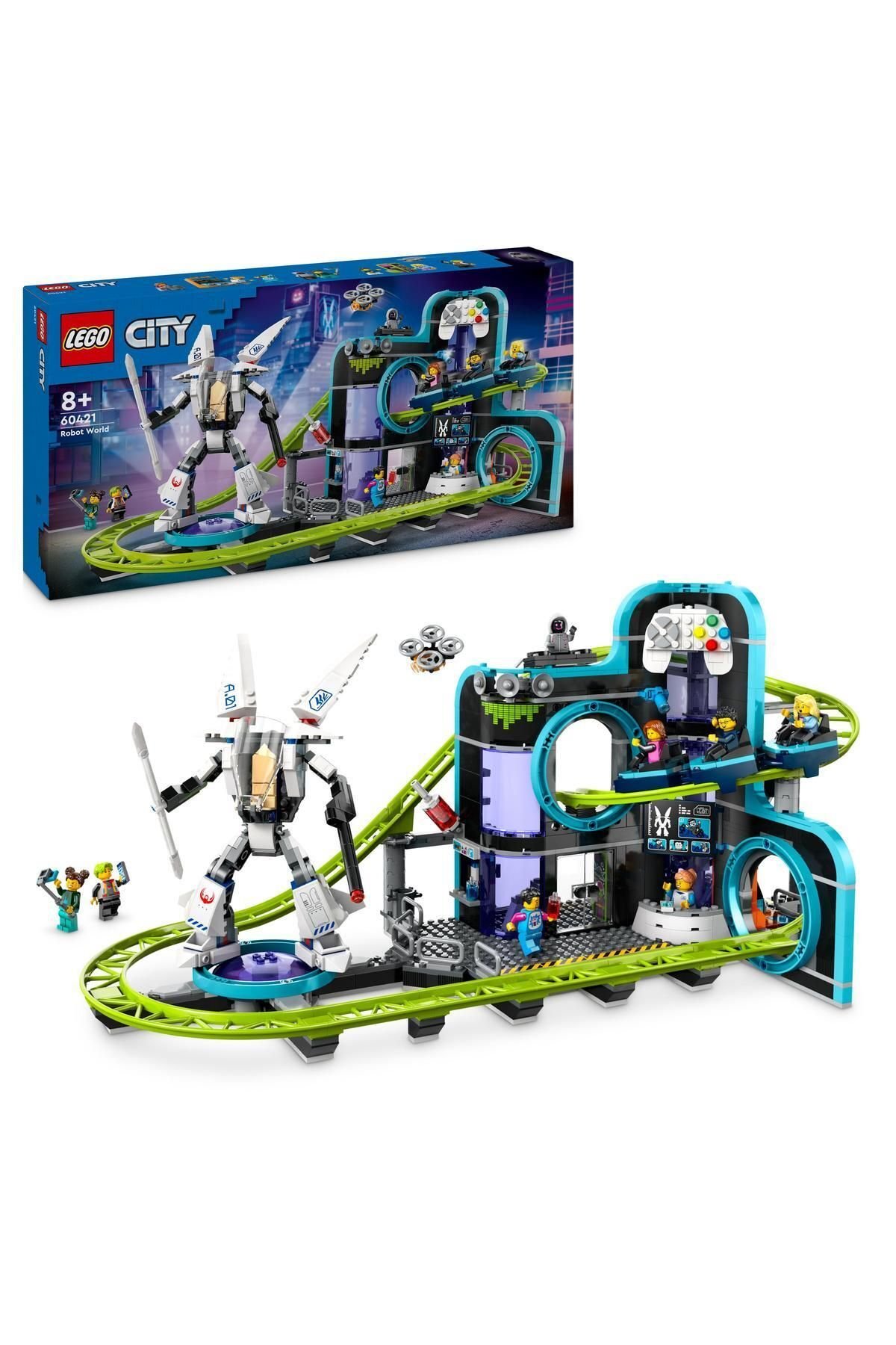 ® City Robot Dünyası Hız Treni Parkı 60421 - 8+ Yaratıcı Oyuncak Yapım Seti (986 Parça)