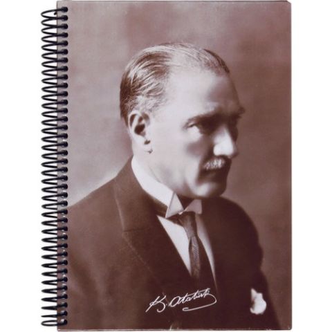 Keskin Color Atatürk 17x24cm Sert Kapak 120 Yaprak Kareli Spiralli Defter