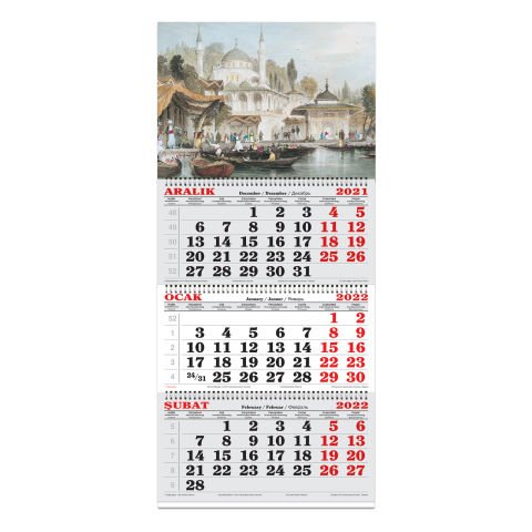 Keskin Color 3 Aylık Spiralli Denizci Takvim 2022 - Gravür-1