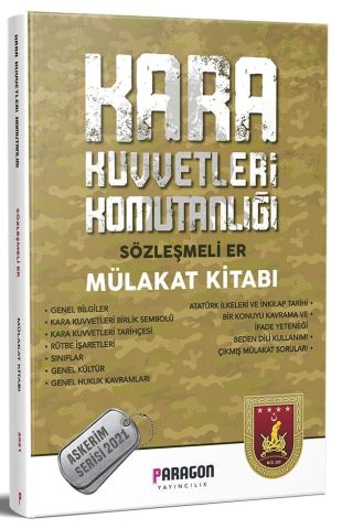 Paragon Yayıncılık 2021 Kara Kuvvetleri Komutanlığı Sözleşmeli Er Çıkmış Sorularla Mülakat Kitabı
