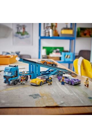 ® City Spor Arabalı Araç Taşıma Kamyonu 60408 - 7+ Yaratıcı Oyuncak Yapım Seti (998 Parça)