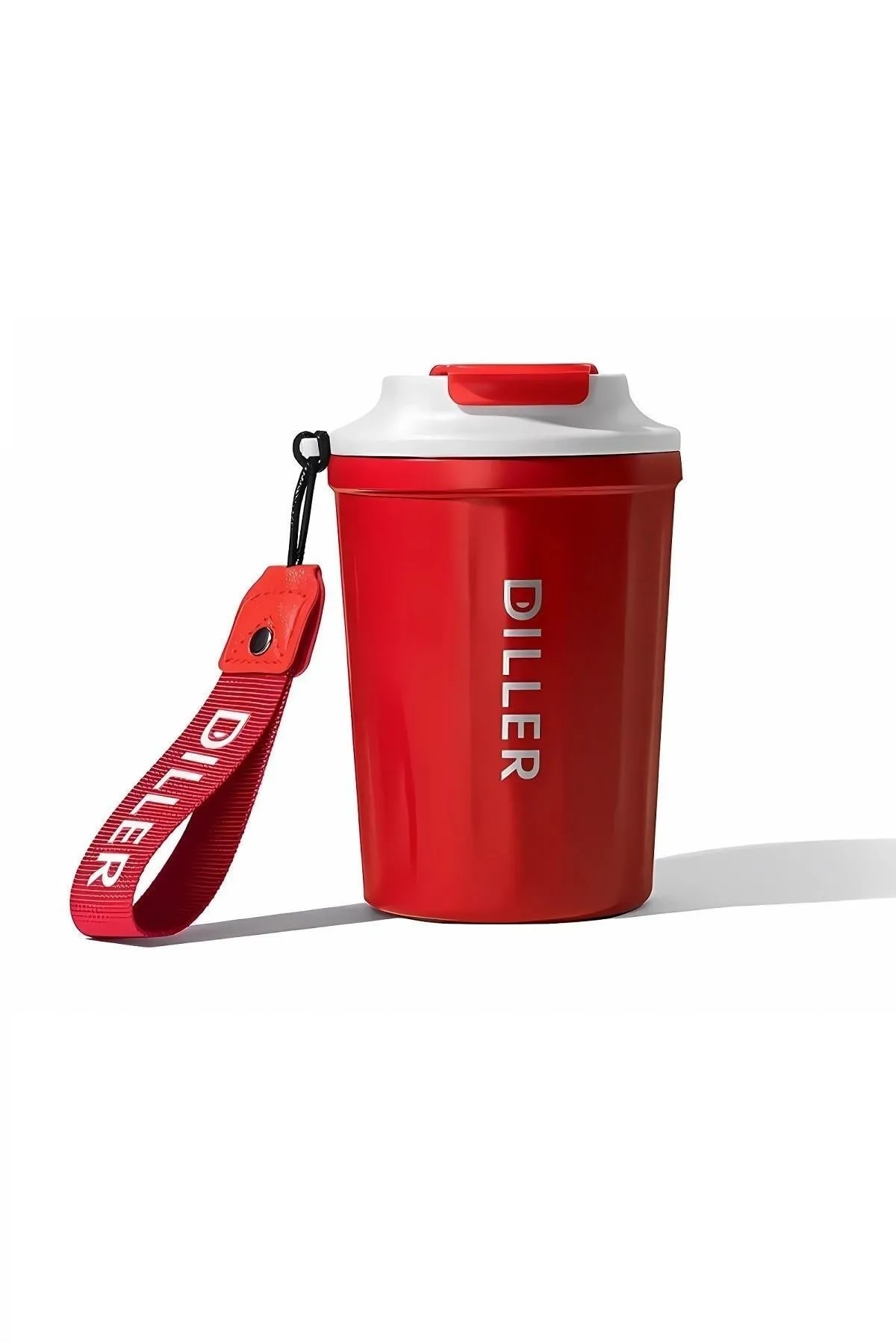380ml Taşıma Askılı Mug Kahve Bardağı 6 Saat Sıcak/soğuk Tutma Süresi 5 Renk Kırmzı-Beyaz