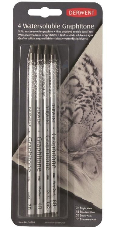Derwent Watersoluble Graphitone Su Bazlı Grafiton Çubuğu 4'lü Blister